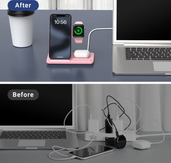 Rectangle 882(1) Station de Charge Sans Fil Pliable 3-en-1 – Charge Rapide pour iPhone 17/16/15, Apple Watch & AirPods