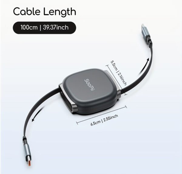 Câble USB-C vers USB-C Rétractable VisionSync 240W – Charge Rapide Ultra-Puissante, 5 Longueurs Prédéfinies & Gestion Anti-Nœuds