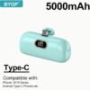BYGP Mini Chargeur Portable 5000 mAh – Batterie Externe Ultra-Compacte de Poche