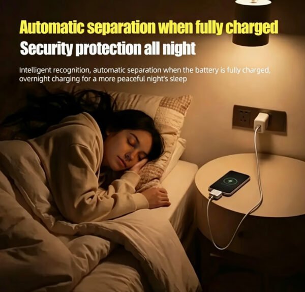 Adaptateur de Charge Rapide Intelligent 140W USB-C – Connecteur Magnétique Escamotable, Protection Anti-Surcharge avec Arrêt Automatique à 100 % pour Charge de Nuit Sécurisée