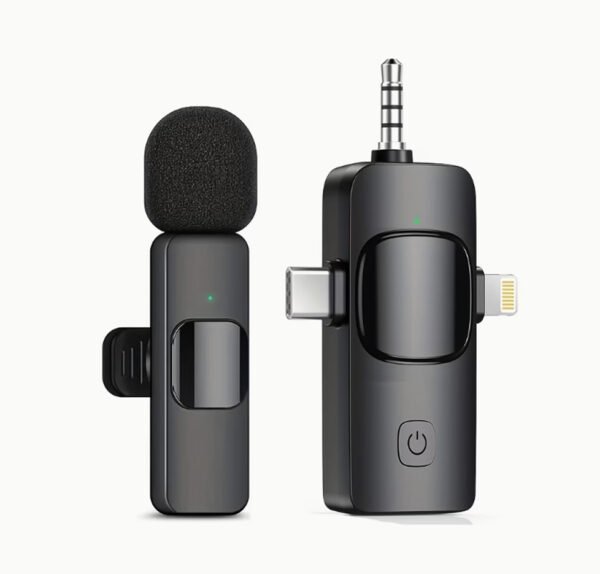 Système Microphone Cravate Sans Fil Universel – Version Simple ou Double Micro, Connexion Multi-Ports (Lightning, USB-C, 3.5 mm) & Réduction de Bruit Active