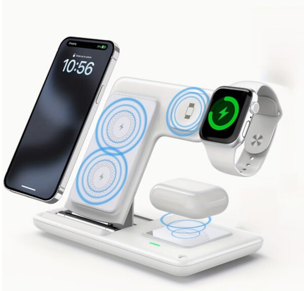 Rectangle 884 Station de Charge Sans Fil Pliable 3-en-1 – Charge Rapide pour iPhone 17/16/15, Apple Watch & AirPods