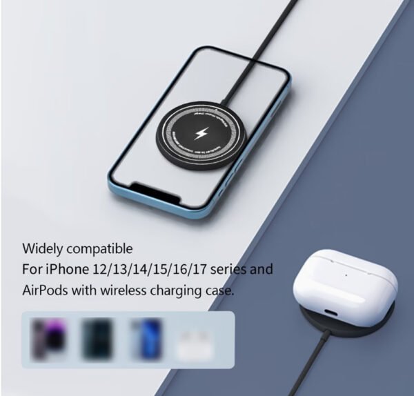 Chargeur Sans Fil Magnétique 15W – Technologie MagSafe & Induction Haute Précision pour iPhone 12 à iPhone 17 (Pro, Max, Mini)