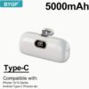 BYGP Mini Chargeur Portable 5000 mAh – Batterie Externe Ultra-Compacte de Poche