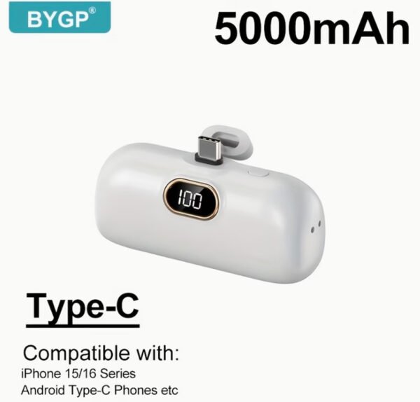BYGP Mini Chargeur Portable 5000 mAh – Batterie Externe Ultra-Compacte de Poche