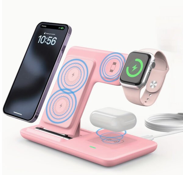 Rectangle 888 Station de Charge Sans Fil Pliable 3-en-1 – Charge Rapide pour iPhone 17/16/15, Apple Watch & AirPods
