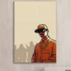 Affiche Murale d'Art Hip Hop & Rap (Sans Cadre) – Toile Moderne de Peinture Urbaine avec Fond Orange, Impression Haute Qualité Imperméable pour Salon, Bureau ou Café