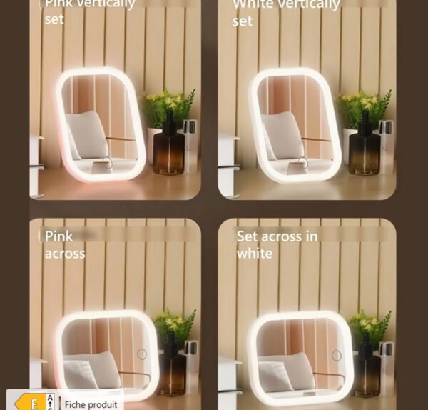 Rectangle 889 Miroir de Coiffeuse Lumineux LED – Éclairage Avant avec 3 Modes de Lumière