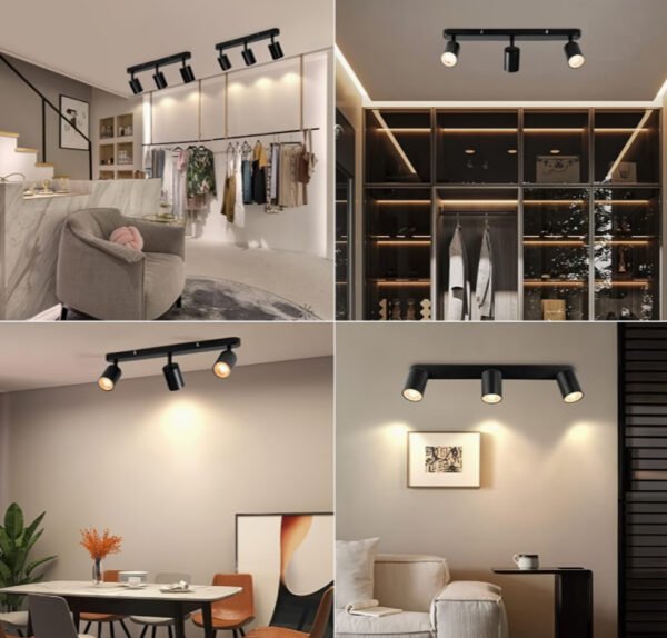 Plafonnier LED Moderne Noir (1 Pièce) – Rampe de Projecteurs de Plafond Pivotants & Orientables