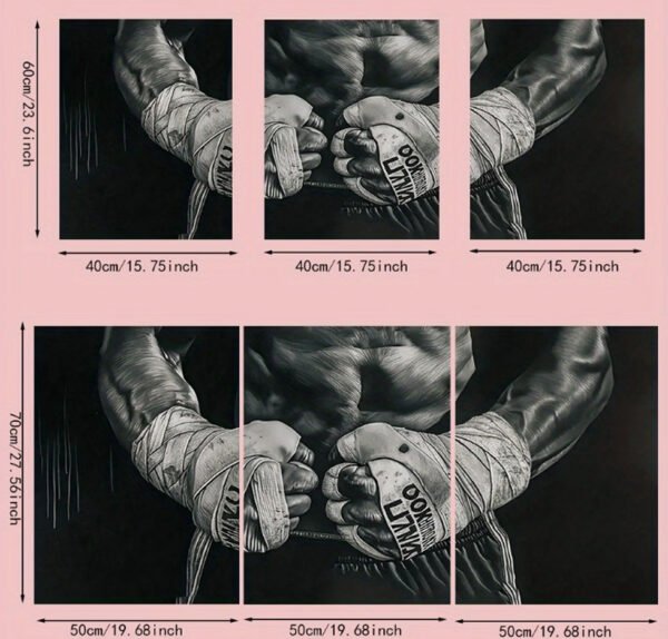 Lot de 3 Affiches d'Art Mural Moderne "Boxe" – Peintures Décoratives avec Images Artistiques Imprimées pour Chambre, Salon et Bureau (Sans Cadre)