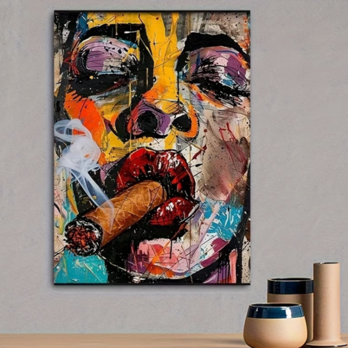 Affiche Pop Art Moderne 2D – Décoration Murale Abstraite & Audacieuse (Sans Cadre), Portrait Minimaliste et Street Art sur le Thème du Cinéma aux Textures Irréelles pour Maison et Bureau