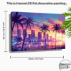 Tableau sur Toile Skyline de Miami (Avec Cadre en Bois) – 29,97 x 39,88 cm | Vue Coucher de Soleil Vibrant avec Palmiers & Gratte-ciel, Décoration Murale Côtière et Moderne