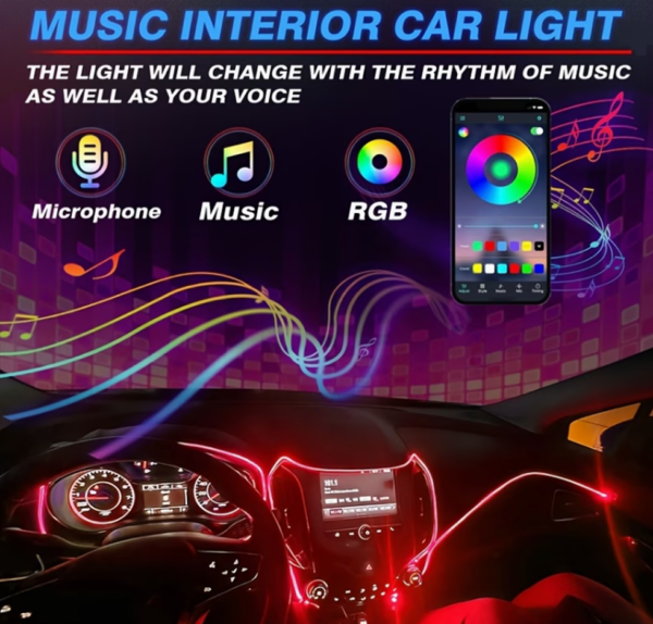 Bande Lumineuse LED Néon RGB de 3,0 Mètres pour Habitacle de Voiture