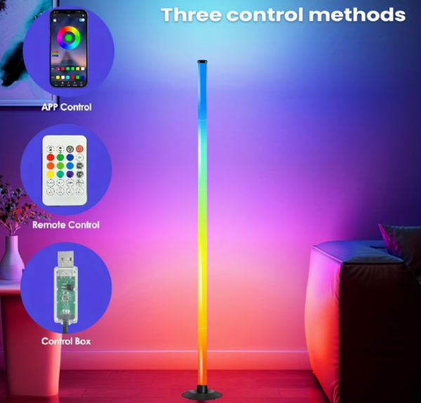 Lampe de Sol d'Angle LED RGBIC Intelligente (1 Pièce) – Colonne Lumineuse Connectée