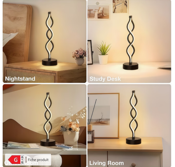 Lampe de Table et Chevet LED Moderne – Lampe Connectée USB avec Interrupteur