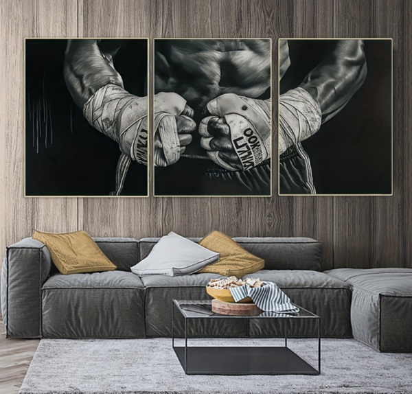 Lot de 3 Affiches d'Art Mural Moderne "Boxe" – Peintures Décoratives avec Images Artistiques Imprimées pour Chambre, Salon et Bureau (Sans Cadre)