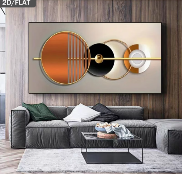 Tableau d'Art Géométrique Abstrait 2D – Affiche Murale Moderne avec Motif Cercle (1 Pièce, Sans Cadre) pour Décoration de Salon et Chambre à Coucher