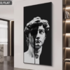 Grande Peinture Verticale sur Toile "Les Larmes de David" (Sans Cadre) – Affiche Pop Art & Abstrait Moderne en Noir et Blanc, Portrait Sculptural Mélancolique pour Salon, Chambre et Bureau