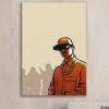 Affiche Murale d'Art Hip Hop & Rap (Sans Cadre) – Toile Moderne de Peinture Urbaine avec Fond Orange, Impression Haute Qualité Imperméable pour Salon, Bureau ou Café