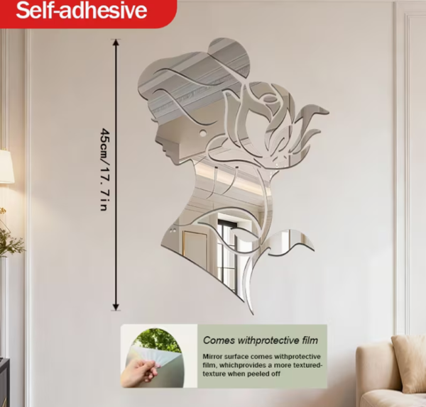 Miroir Décoratif Artistique Rose en Acrylique