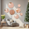 Lot de 9 Miroirs Ronds Incassables en Acrylique Or Rose
