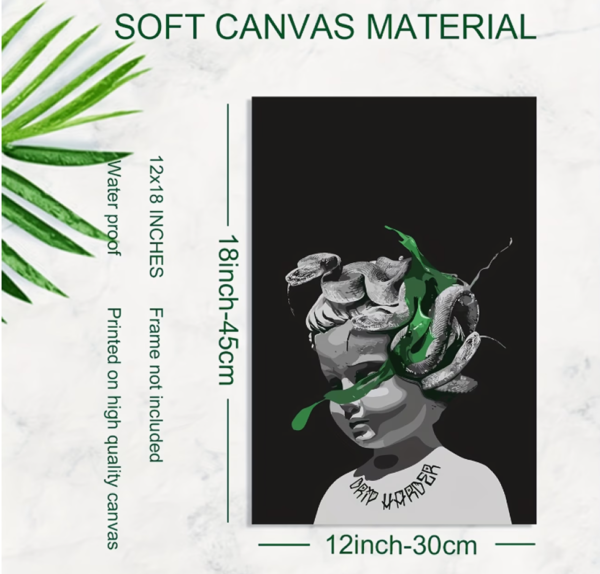 Rectangle 891 Tableau Design Couverture d'Album Gunna avec Serpents Verts & Cheveux Blonds, Décoration Murale 2D