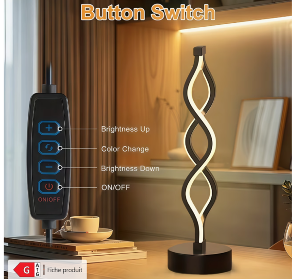 Lampe de Table et Chevet LED Moderne – Lampe Connectée USB avec Interrupteur