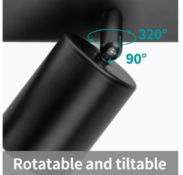 Plafonnier LED Moderne Noir (1 Pièce) – Rampe de Projecteurs de Plafond Pivotants & Orientables