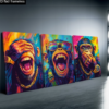 Lot de 3 Posters sur Toile (Sans Cadre) – Motif "Trois Singes Ouverts" en Impression Artistique 2D, Décoration Murale Moderne pour Salon, Chambre, Salle de Bain et Salle à Manger – Idée Cadeau Nouvel An & Fêtes