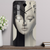 Horloge Murale Carrée en Bois (1 Pièce) – Design Abstrait Monochrome & Artistique, Mécanisme Silencieux pour Salon