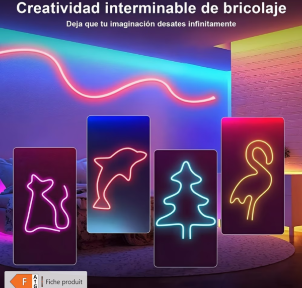 Rectangle 892 Ruban LED Néon Flexible RGB USB (1m / 3m / 5m) – Cordon Lumineux Effet Néon