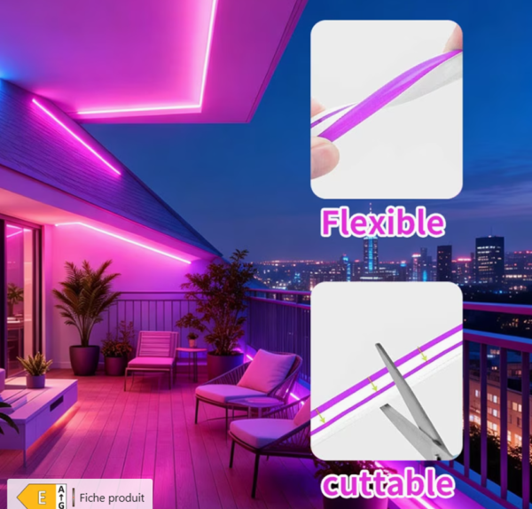Bande Lumineuse LED Néon Rose Premium – Gaine Silicone Flexible