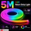 Rectangle 892 Bande Lumineuse LED Néon RGB Intelligente 30M/15M/5M avec Télécommande & Prise, 16 Millions de Couleurs et Contrôle via APP, IP67 DIY et Lumière à Minuteur Découpable pour Chambres, Décoration de Plafond