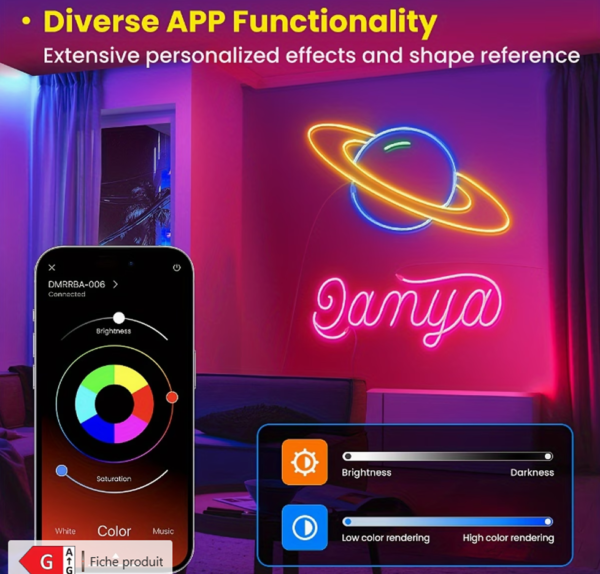 Guirlande Lumineuse LED Intelligente RGB – Forme Personnalisable