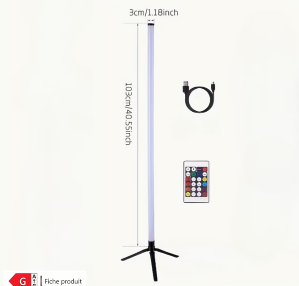 Rectangle 892 Éclairage de Sol RVB Connecté – Colonne Lumineuse d'Ambiance avec Alimentation USB