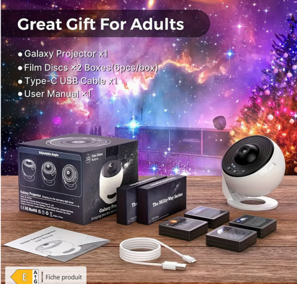 Lampe Projecteur Globe Galaxie Étoilée HD – Projecteur de Planétarium Rotatif