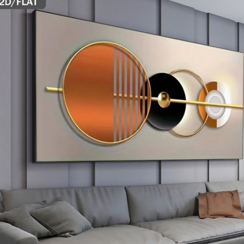 Tableau d'Art Géométrique Abstrait 2D – Affiche Murale Moderne avec Motif Cercle (1 Pièce, Sans Cadre) pour Décoration de Salon et Chambre à Coucher