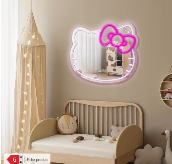 Miroir Lumineux Néon LED Hello Kitty