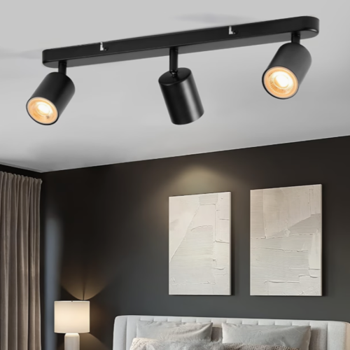 Plafonnier LED Moderne Noir (1 Pièce) – Rampe de Projecteurs de Plafond Pivotants & Orientables