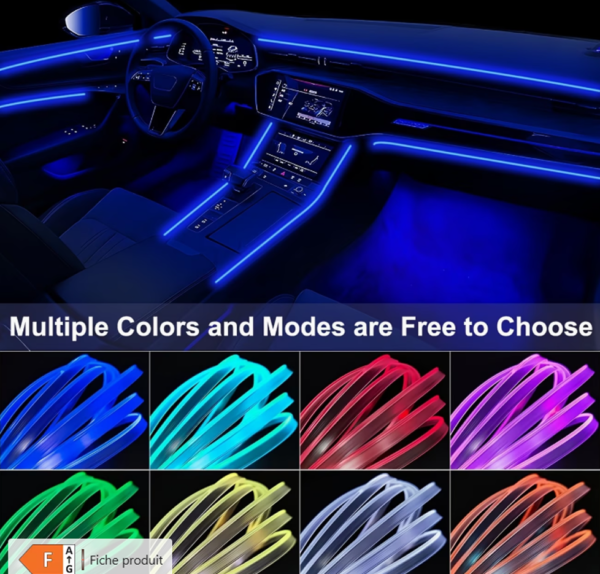 Bande Lumineuse LED Néon RGB de 3,0 Mètres pour Habitacle de Voiture