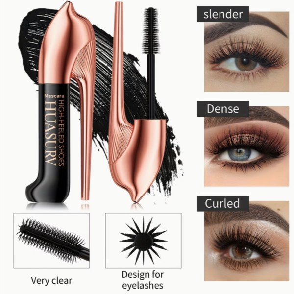 HUASURV Mascara à Talons Hauts – Volume, Longueur 8D et Imperméable 24h