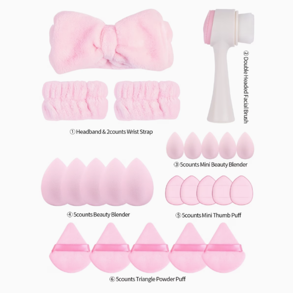 Kit Professionnel de Maquillage et Soin Visage – Coffret Cadeau 24 Pièces avec Éponges et Accessoires