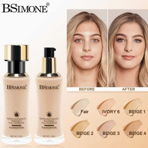 BSIMONE Fond de Teint Liquide Professionnel Haute Couvrance – Contrôle de l'Huile et Hydratation Longue Tenue