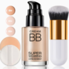 Set Teint Parfait BB Crème Fond de Teint Liquide et Pinceau Applicateur – Hydratation, Haute Tenue et Correcteur Matte