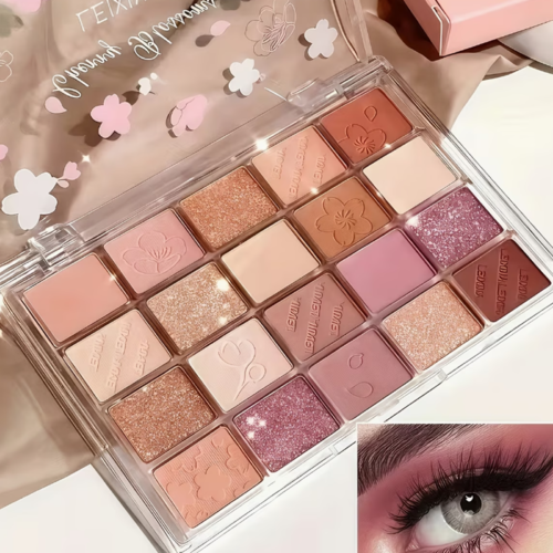 Palette de Fards à Paupières 20 Teintes – Tons Roses, Beiges et Terre avec Finis Mats et Nacrés