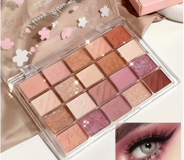 Palette de Fards à Paupières 20 Teintes – Tons Roses, Beiges et Terre avec Finis Mats et Nacrés
