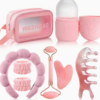 Kit de Massage Facial Gua Sha 8-en-1 – Rouleau, Moule à Glace et Outils de Drainage des Méridiens