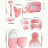 Kit de Massage Facial Gua Sha 8-en-1 – Rouleau, Moule à Glace et Outils de Drainage des Méridiens