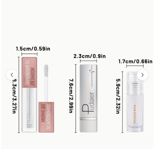 Set de Maquillage Lèvres Métallique Brillant Pudaier – Rouge à Lèvres et Gloss Pailleté Tons Rose et Violet