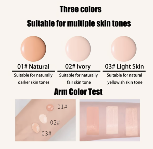 Set Teint Parfait BB Crème Fond de Teint Liquide et Pinceau Applicateur – Hydratation, Haute Tenue et Correcteur Matte